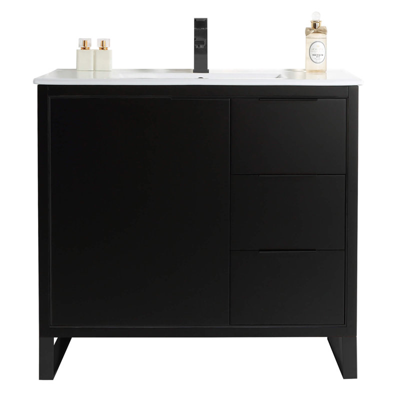 Ensemble de meuble-lavabo simple 36 po, Noir mat, Noir mat