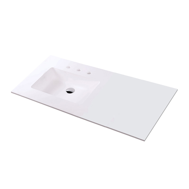 Kubitop 48'' L Bathroom Sink, Gloss White, 3 Hole - 8" Centers