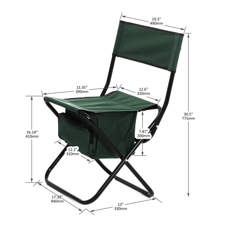 Ensemble de 2 chaises pliantes Inbox Zero Howzell, Vert