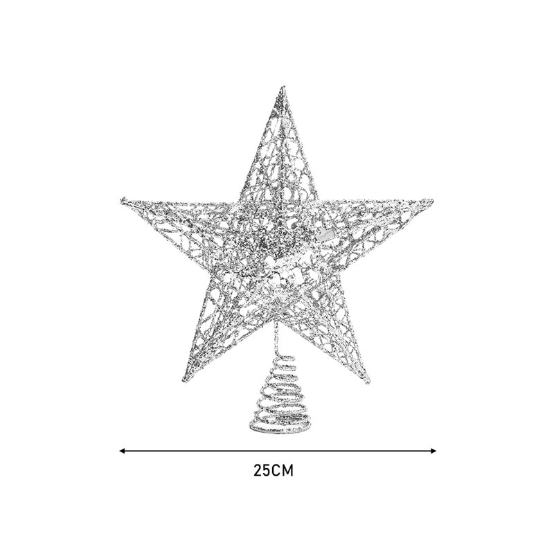 Ironwork glitter Christmas tree star topper, Silver