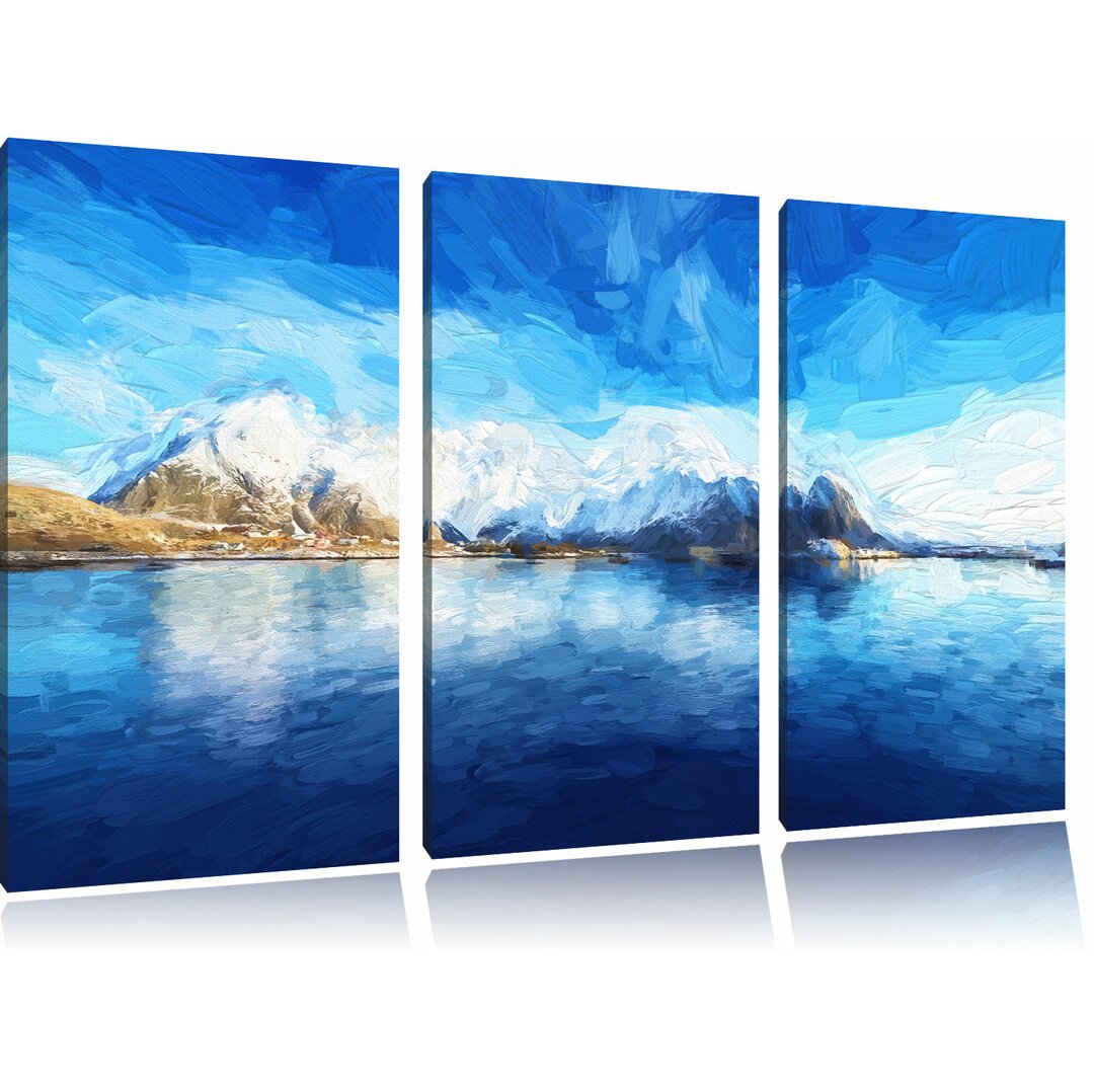 3-tlg. Leinwandbilder-Set „Lofoten in Norwegen“, Grafikdruck