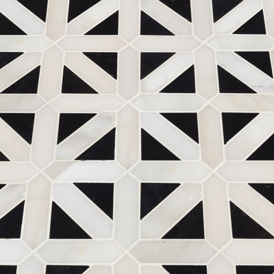 Trellis Dune Geometric 12 in. x 12 in. Polished Marble Mosaic Floor and Wall Tile