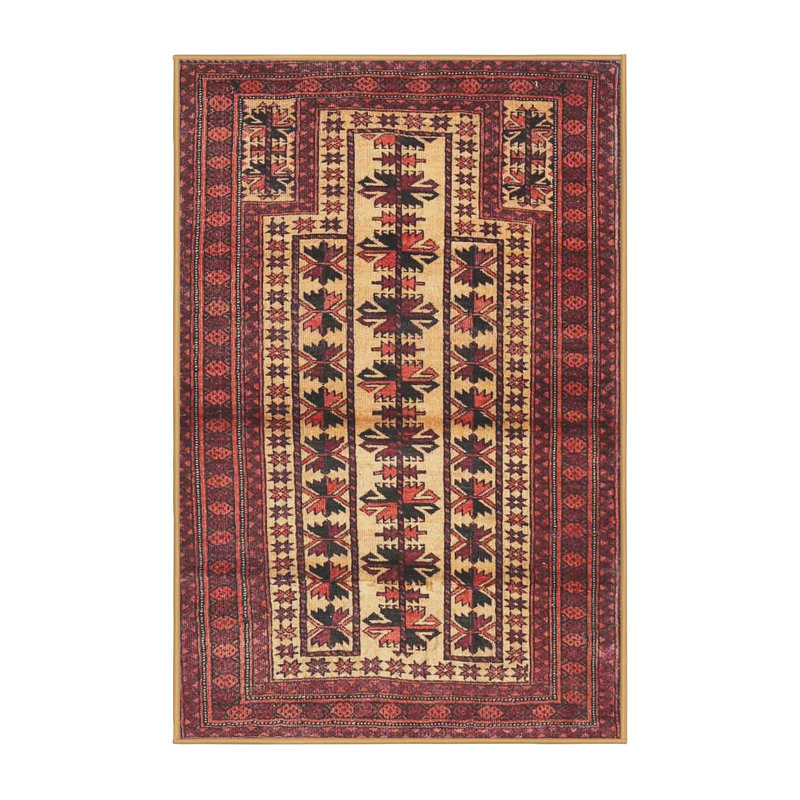 Tapis traditionnel rouge / beige, Rectangle 5 pi x 7 pi