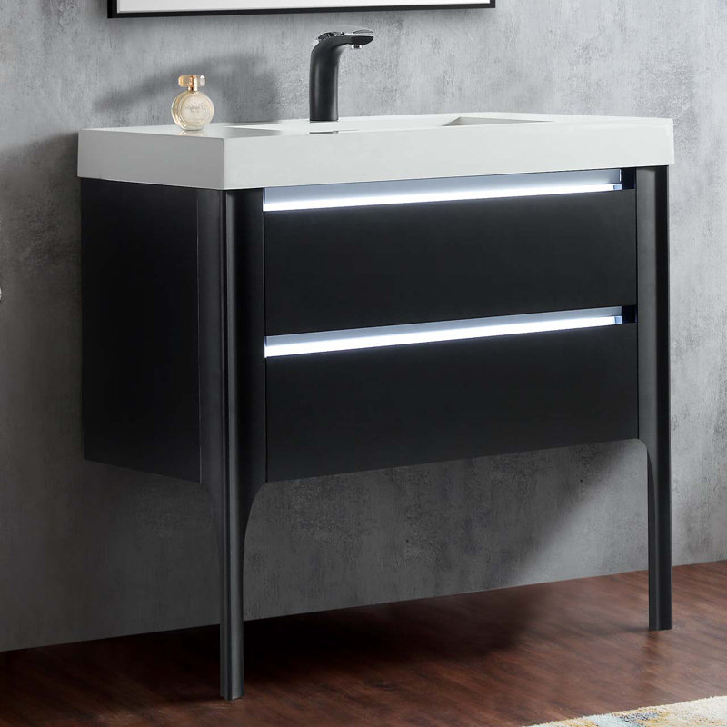 Ensemble de meuble-lavabo simple 36 po Makenna, Noir