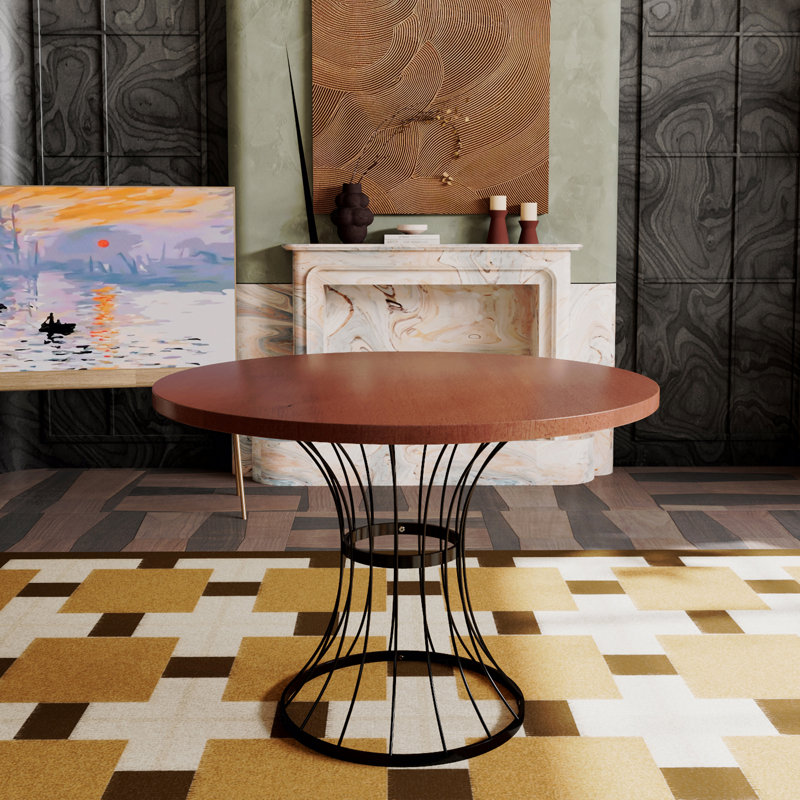 Table de salle à manger 42 ", Chêne brun, Noir