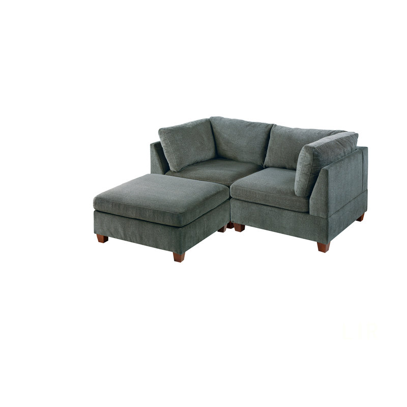 Ensemble de salon modulaire polyvalent avec tissu en chenille et cadre en bois, parfait pour le confort et le style