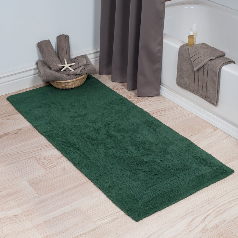 Ragini 60x24-Inch Cotton Bath Mat-Machine Washable Bath Mats for Bathroom, Kitchen, or Laundry Room, Green
