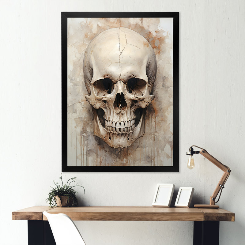 Crânes résonnants II sur toile, Cadre simple noir, H 44 po x l 34 po x P 1,5 po