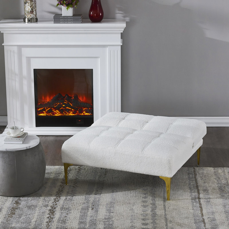 Futon de lit convertible avec pieds en métal doré et blanc, Ourson blanc