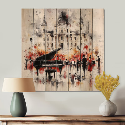 «Vienna Grand Piano Italian Music II», art mural industriel en bois sur bois de pin naturel