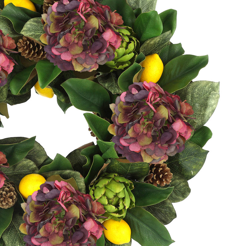 Hortensia artichaut et magnolia citron, Rouge