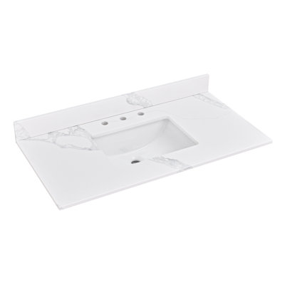 42 in. Quartz   Bathroom Vanity Top with Ceramic Sink and Backsplash