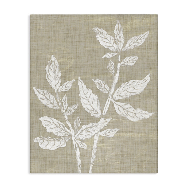Boho Leaves on Natural Pattern Canvas, design by Melissa Wang, 20" H x 16" W