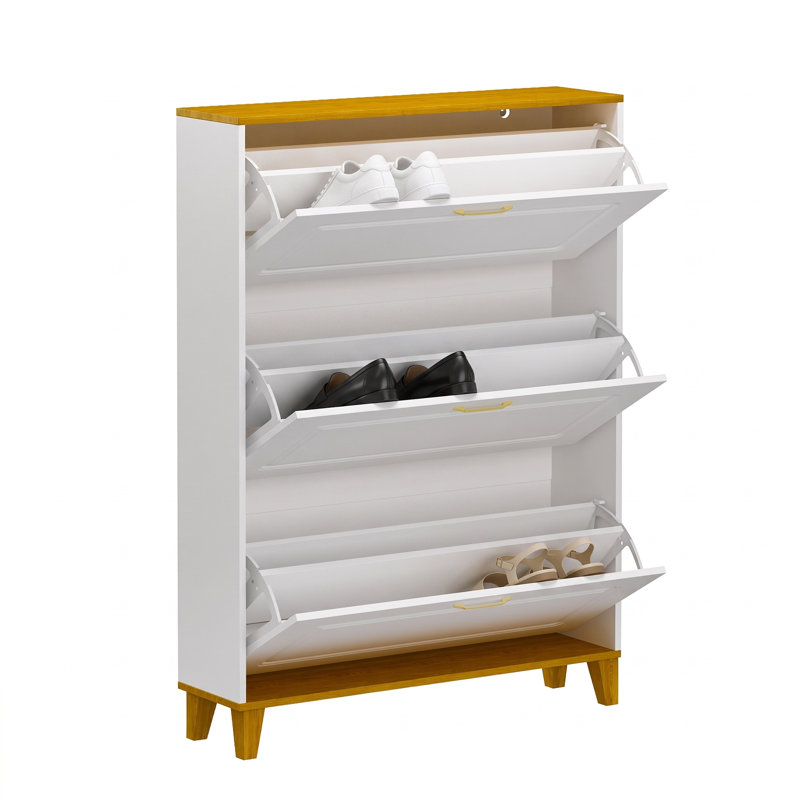 Armoire de rangement pour chaussures l 35,4 po avec 3 tiroirs rabattables et supports réglables
