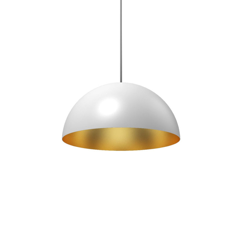 Domos Pendant - E26 Socket, Gold/White, 8" H x 16" W x 16" D, Yes