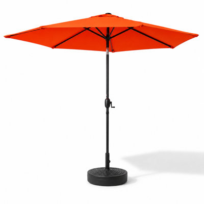 10FT Patio Umbrella, Outdoor Market Yard Umbrella, Sun Shade Umbrella with Push Button Tilt and Crank Mechanism for Garden, Deck, Pool and Backyard, Not Include Umbrella Base, Orange