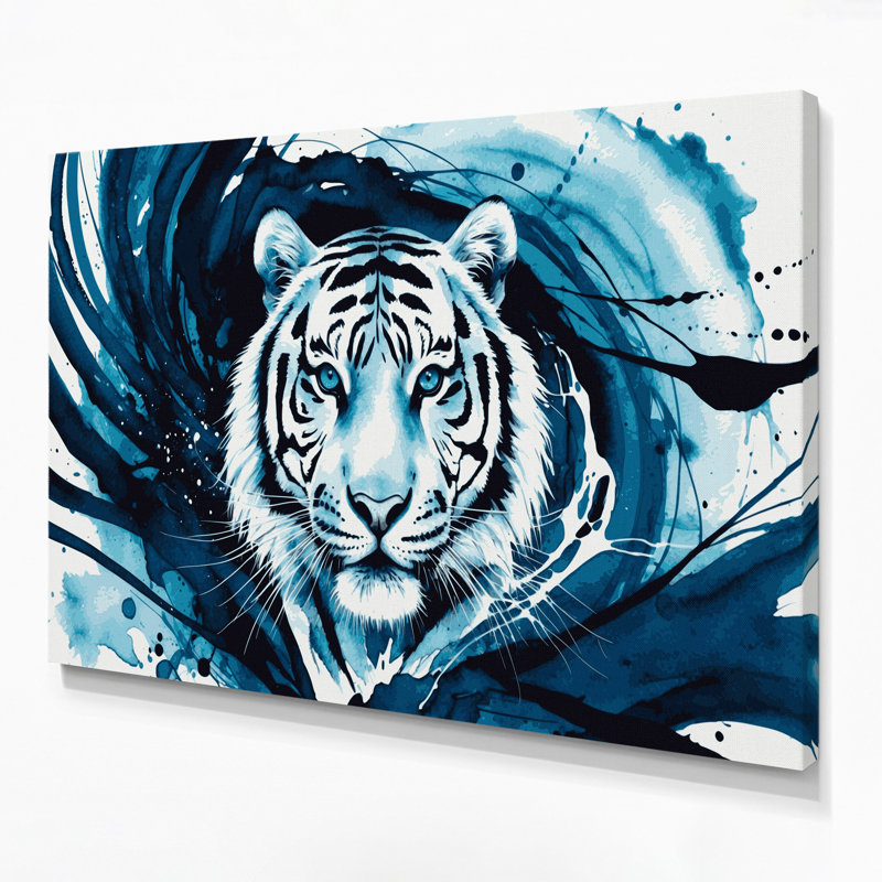 «Big Cats», yeux bleus, tigre blanc, art mural sur toile, H 11 po x l 14 po