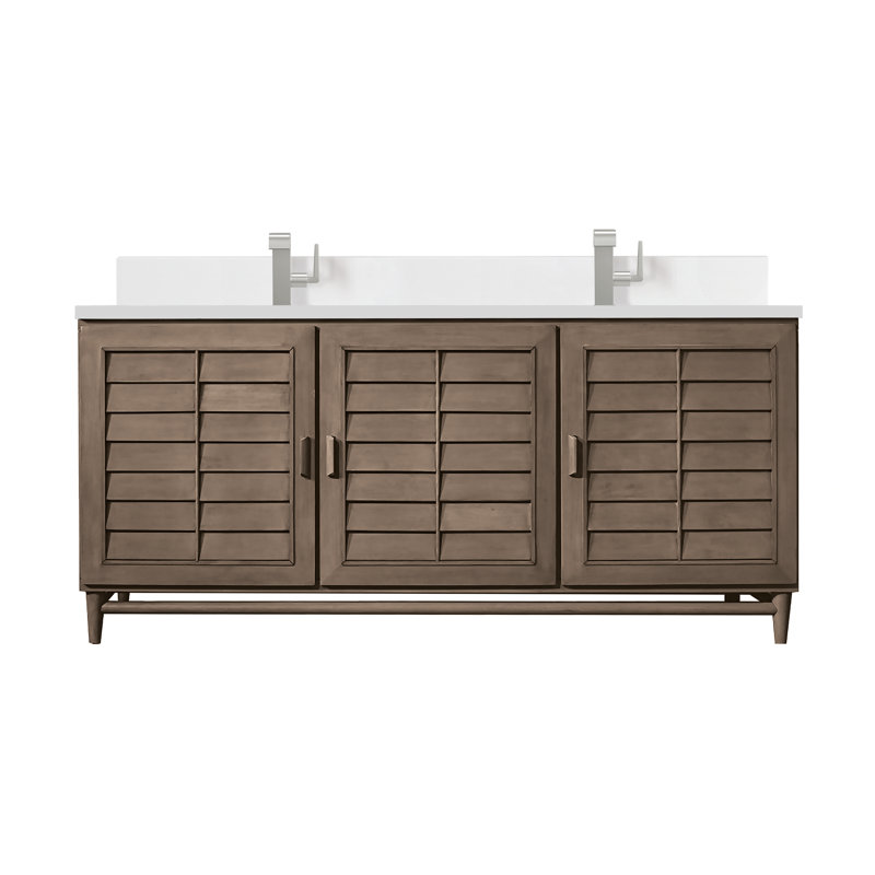 Broeder 72'' Double Bathroom Vanity with Top, White Zeus, Single Hole