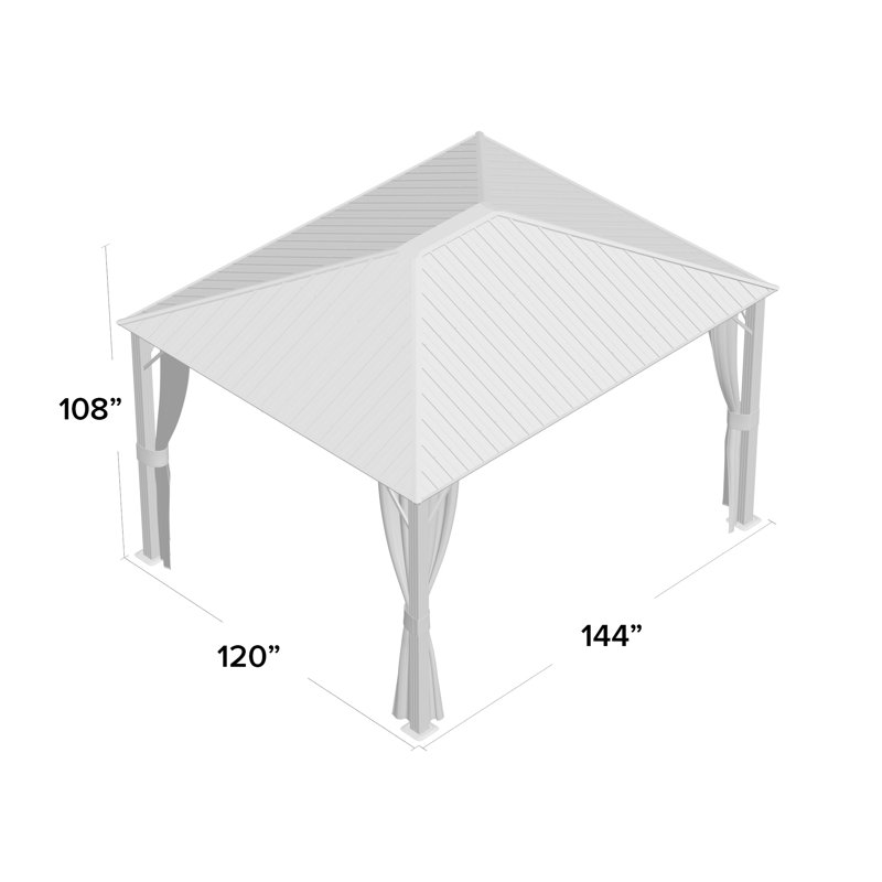 Pavillon de jardin gris à toit rigide double avec rideau et moustiquaire Kozyard, 12 pi x 10 pi