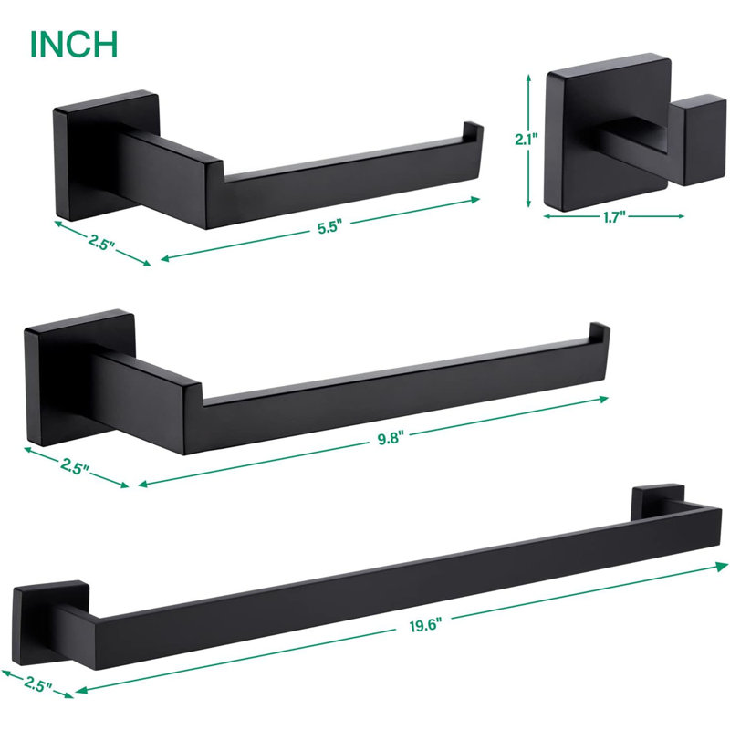 3 - Piece Bathroom Hardware Set, Black