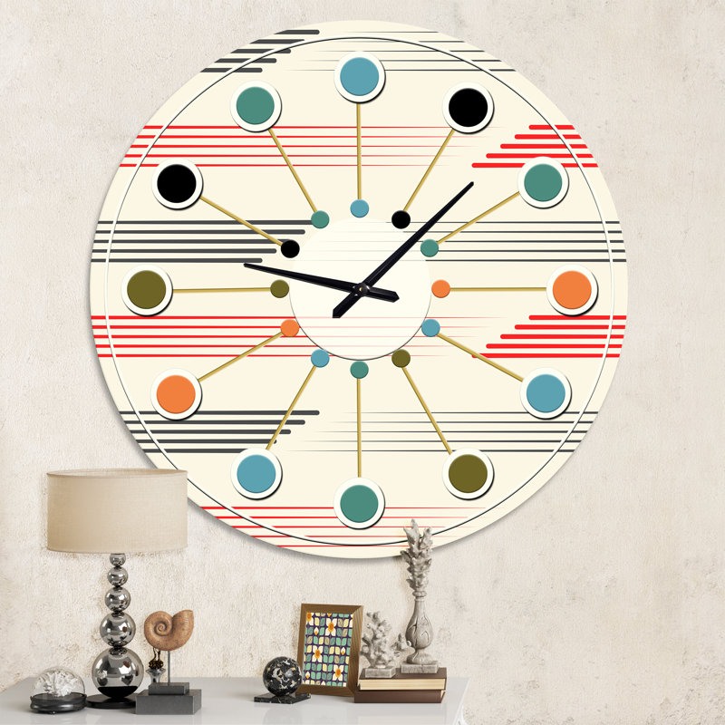 Horloge murale horizontale Mid-Century, Moyenne