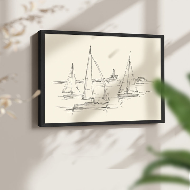 Croquis côtier II - reproduction encadrée, Noir, noir, noir, noir, H 16 po x l 20 po
