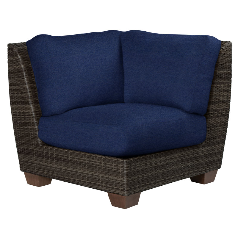 Chaise de patio avec coussins Saddleback, Toile toile Sunbrella® Bird's Eye, Café