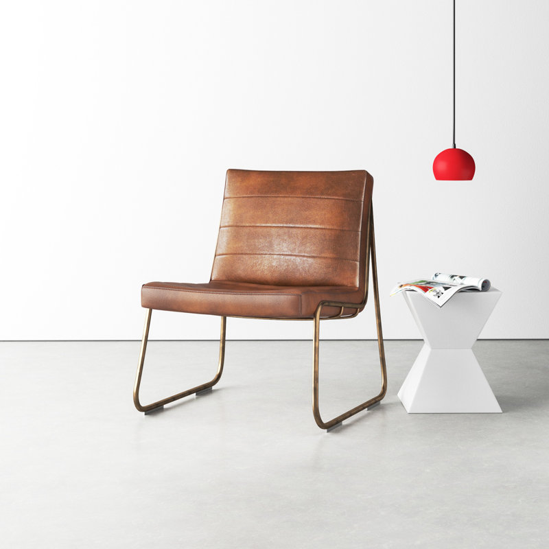 Sancia Faux Leather Side Chair - Brown, Bravo Cognac Faux Leather, Bronze