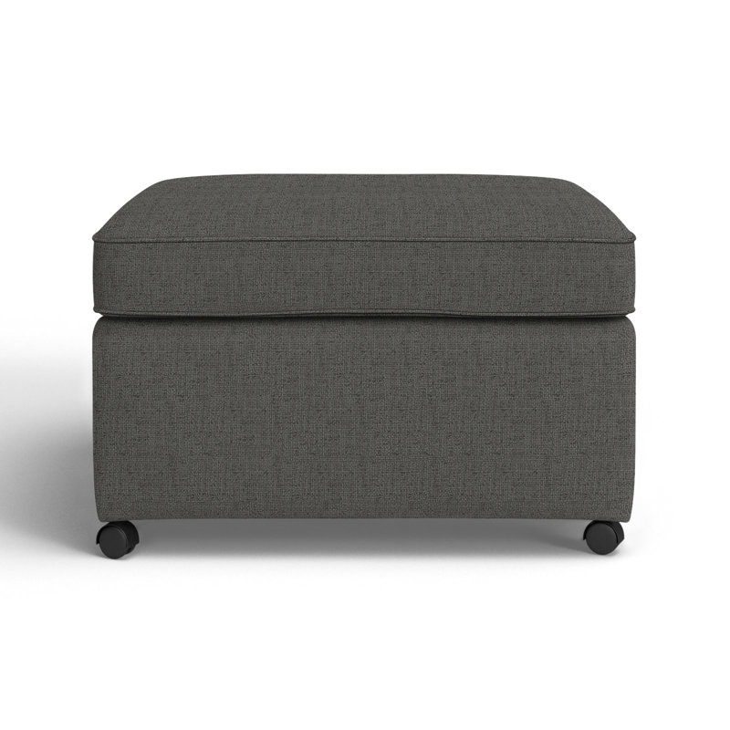 Rika Upholstered Ottoman, Zuma Charcoal Textured Linen
