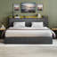 Lit double avec rangement à DEL et lumières DEL, cadre de lit tapissier en velours avec tête de lit et station de charge, lit plateforme en métal, aucun sommier requis, lattes en bois massif, gris-940276085-940276091