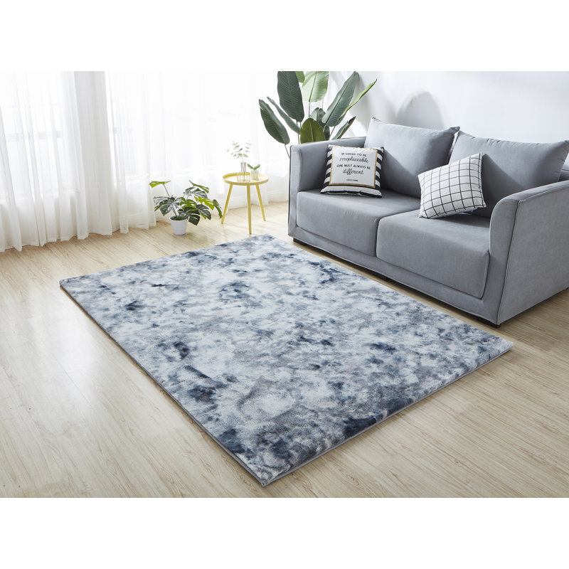 Tapis gris abstrait touffeté à la main, Rectangle 6 pi 7 po x 9 pi 10 po