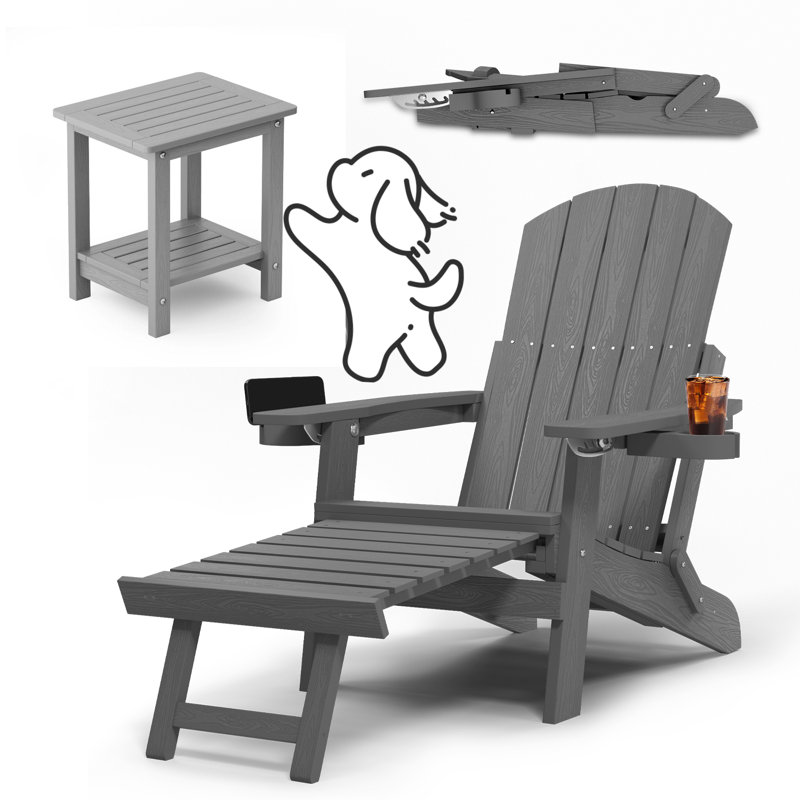 Foldable Outdoor Adirondack Set, Gray