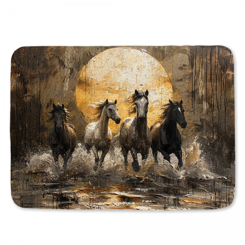 Tapis de bain course chevaux, L 21 po x L 34 po