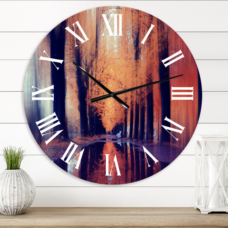 Autumn Coloured Forest Treescape II - Traditional wall clock, Medium