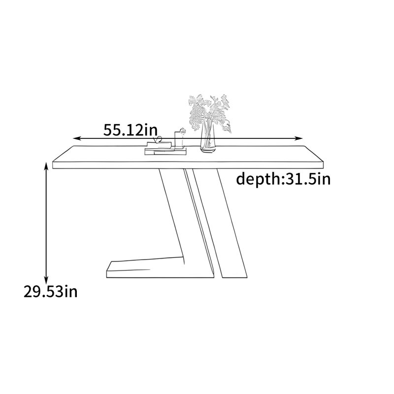 Simple and modern creative dining table, 29.53"H x 55.12"L x 31.5"W