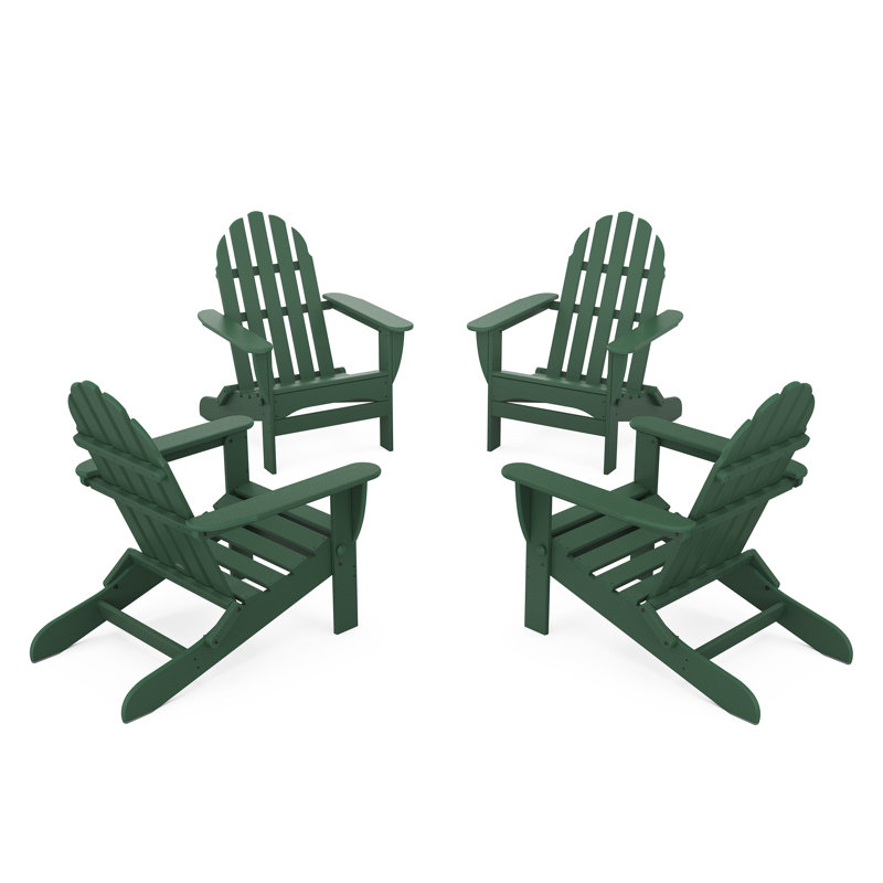 4-Piece Classic Folding Adirondack Conversation Set, Green