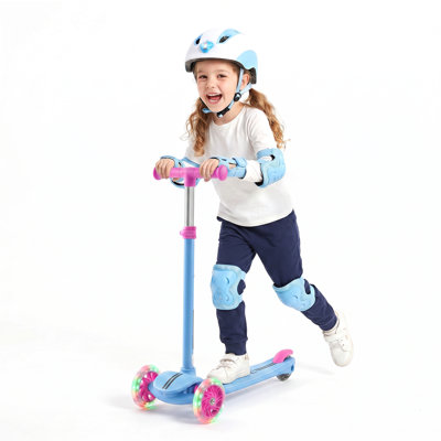 Kids Kick Scooter for Ages 3-8, 3 Wheel Scooter with Adjustable Height, LED Light-Up Wheels & Wide Anti-Slip Deck, Balance Training Scooter for Kids,
