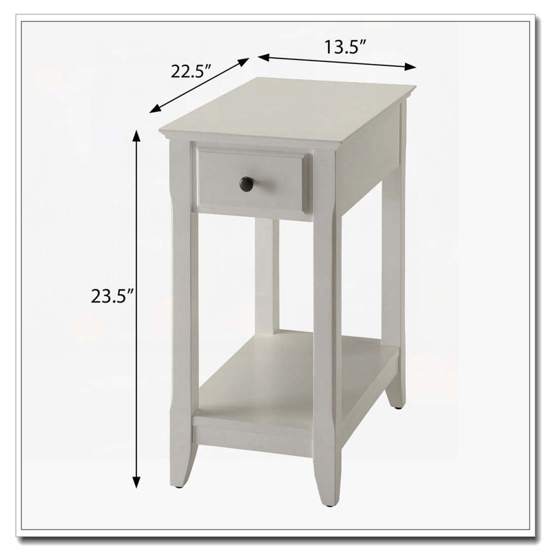 White Accent Table with Bottom Shelf, White