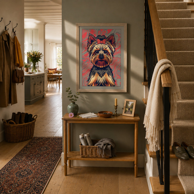 Terrier in Bloom Modern - Framed Print, A3 - 42.0 x 29.7 cm, Oak