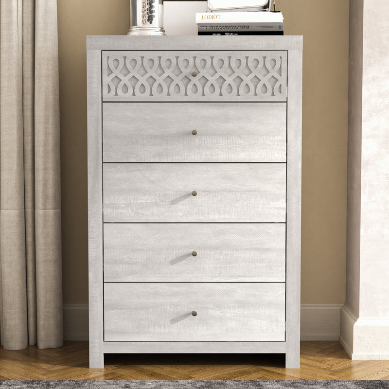 Commode 5 tiroirs Brandarius, Chêne gris cendré