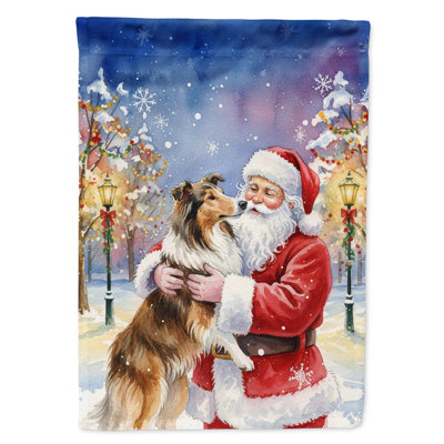 Collie with Santa Claus House Flag