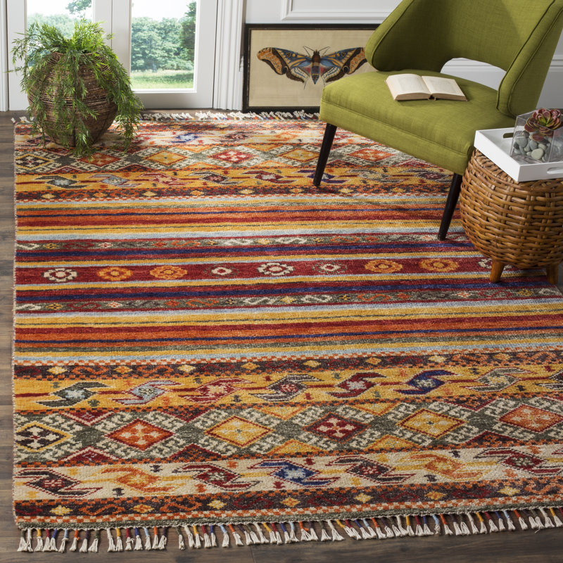 Tapis jaune en laine, viscose et coton Nomad, Rectangle 9 pi x 12 pi