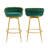 2Pcs Swivel Counter Height Bar Stools,31.5"Bar Height Stools With Hand-Woven Backrest & Gold Metal Legs,Low Back Upholstered Kitchen Chairs With Footrest-367262265