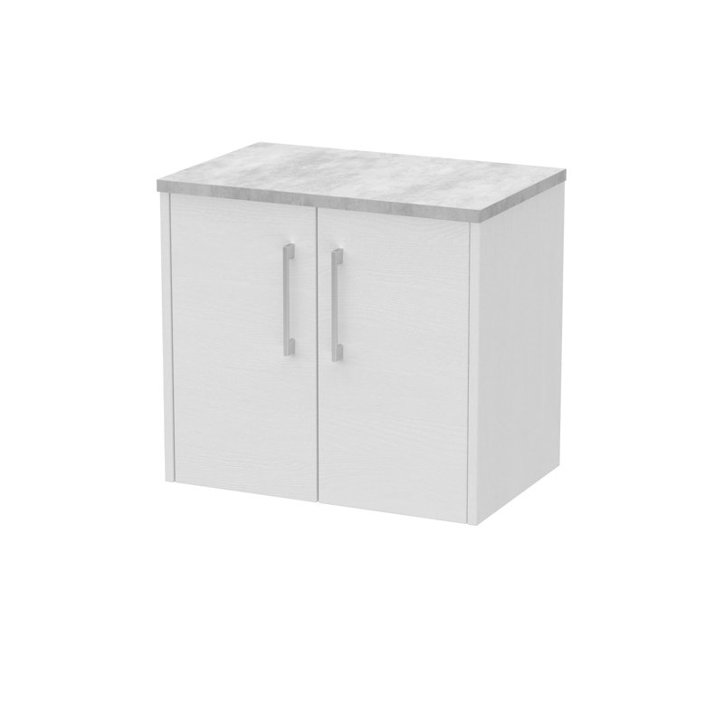 Juno 600mm Wall Hung Single Vanity Unit with Worktop, White Ash