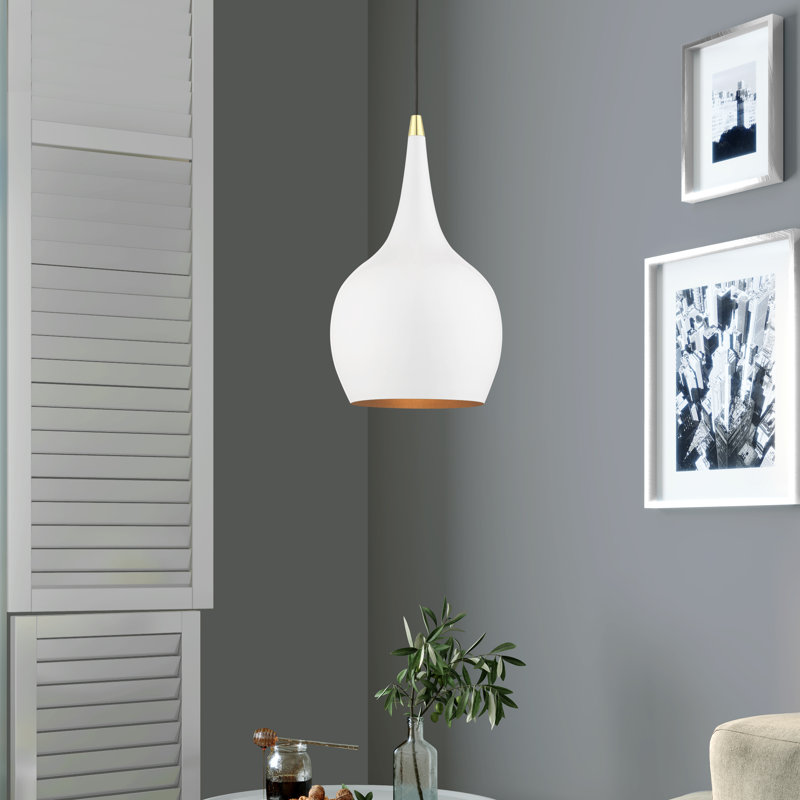 Luminaire suspendu en forme de dôme unique à 1 lumière Tanna Orsi, Blanc brillant, Blanc brillant