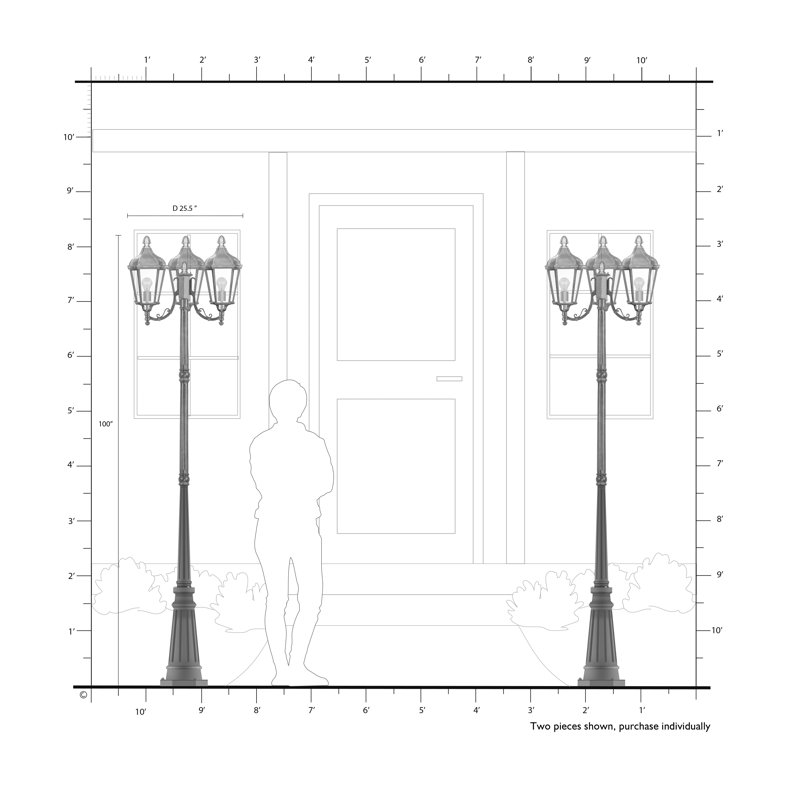 Anguel Lamp Post (Full), Textured Black