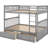 Full Over Bunk Bed With Drawers In Gray - Convertible For Bedroom Gray, Handled Drawer Storage, Build-1015177173-1015177179