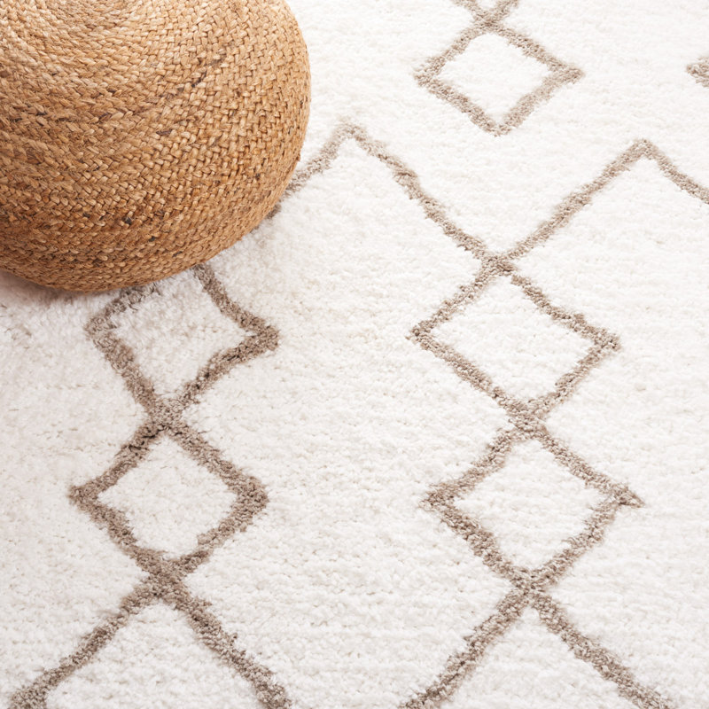 Aderita Shag Hand Tufted Performance Geometric Rug, Rectangle 5' x 8'