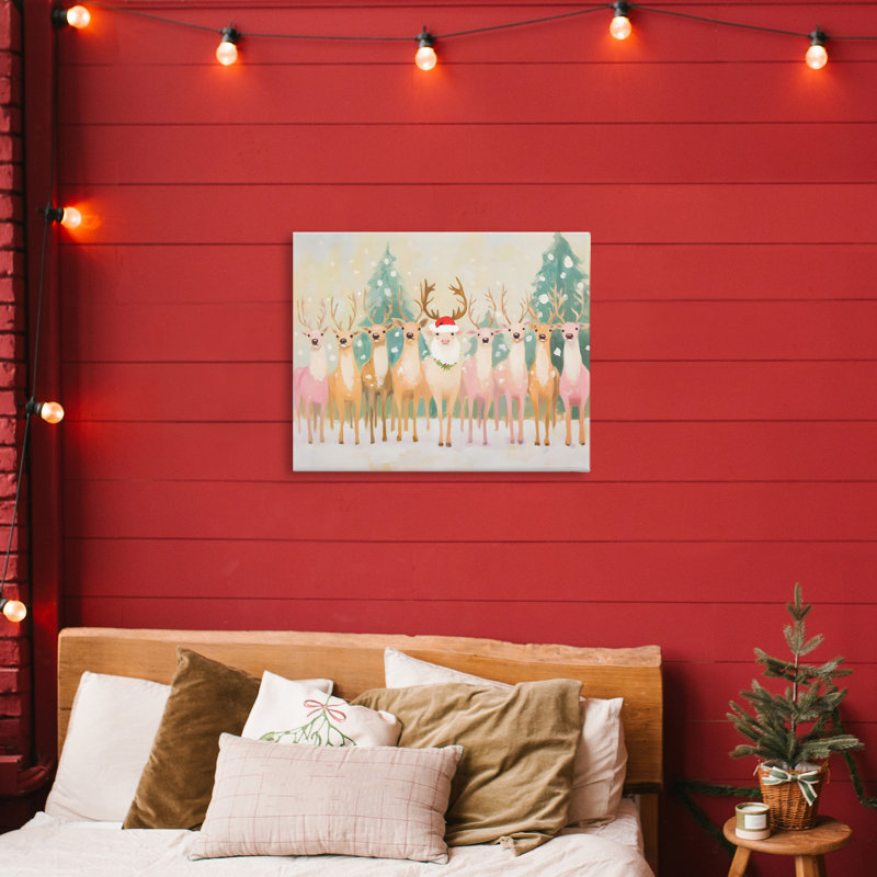 «Pastel Santa's Reindeer», conception par Arlington Prints, H 16 po x l 20 po