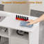 120cm White Manicure Table with Built-In Dust Extractor, LED Display Shelf & Gold Trim